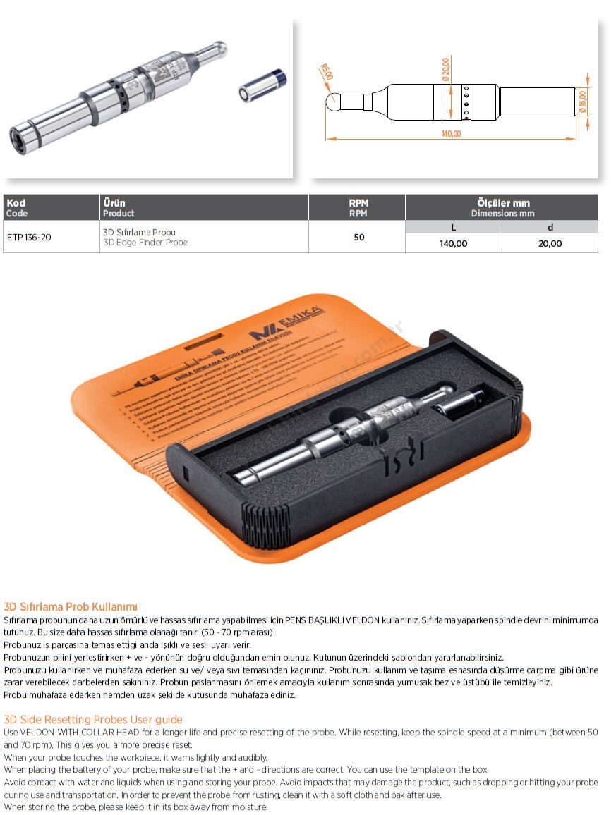 3D Sıfırlama Probu - Emika
